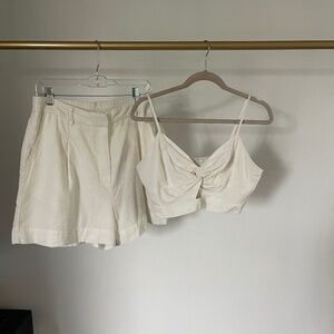 white linen short set